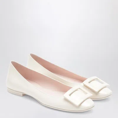 Roger Vivier U Look Ballet Flats In Ivory Patent Leather In White