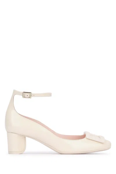 Roger Vivier U Look Lacquered Ankle Strap Dec 45 In White