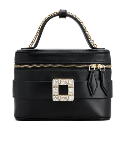 Roger Vivier Vanity Leather Micro Bag In Black