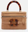 Roger Vivier Belle Vivier Vanity Mini Buckled Suede Clutch In Neutral
