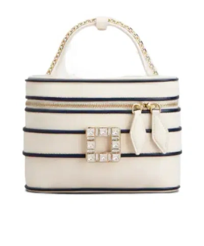 Roger Vivier Vanity Tres Vivier Micro Bag In Leather In Neutral
