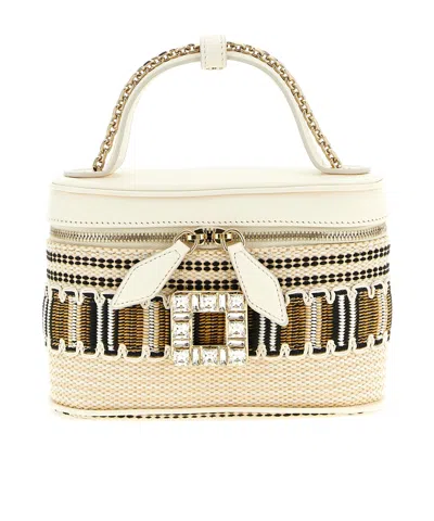 Roger Vivier Vanity Tres Vivier Zipper Shoulder Bag In Brown