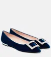 Roger Vivier Velvet Ballet Flats In Navy