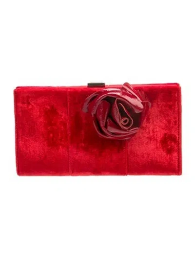 Pre-owned Roger Vivier Velvet Clutch In Red