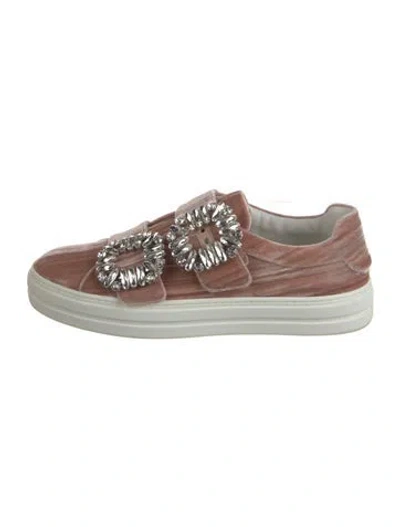 Pre-owned Roger Vivier Velvet Colorblock Pattern Sneakers In Pink