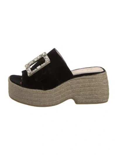 Pre-owned Roger Vivier Velvet Crystal Embellishments Espadrilles In Black