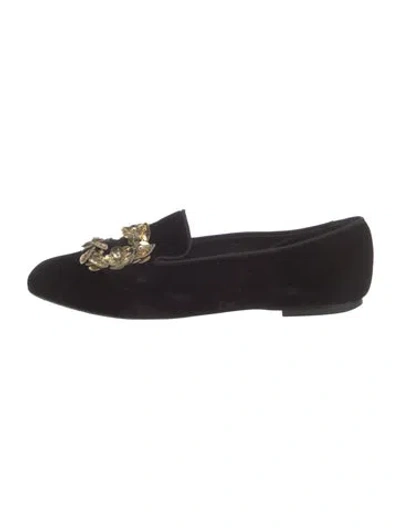 Pre-owned Roger Vivier Velvet Crystal Embellishments Flats In Black