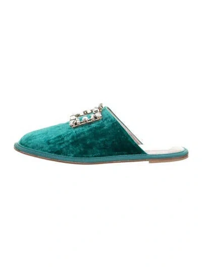 Pre-owned Roger Vivier Velvet Crystal Embellishments In Green