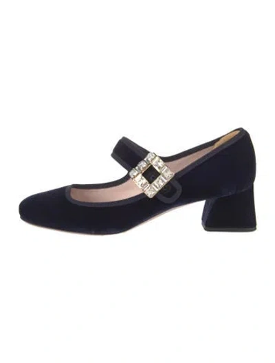 Pre-owned Roger Vivier Velvet Crystal Embellishments Pumps In Blue
