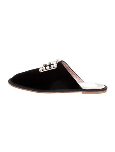 Pre-owned Roger Vivier Velvet Crystal Embellishments Slippers W/ Tags In Black