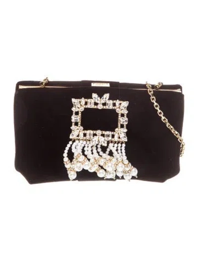 Pre-owned Roger Vivier Velvet Evening Bag In Black