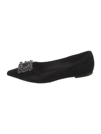 Pre-owned Roger Vivier Velvet Flats In Black