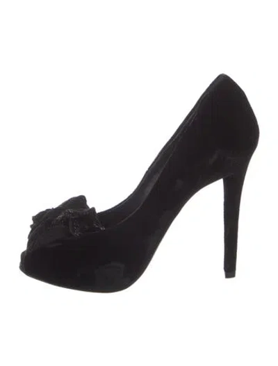 Pre-owned Roger Vivier Velvet Glitter Accents Pumps In Black