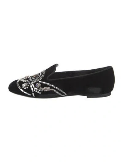 Pre-owned Roger Vivier Velvet Patterned Loafers In Black
