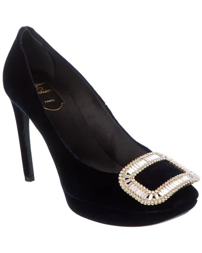 Roger Vivier Velvet Platform Pump In Black