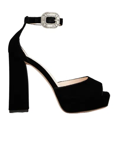 Roger Vivier Platform Sandals In Velvet In Black
