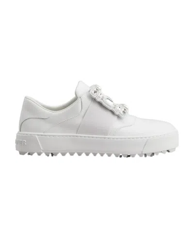 Roger Vivier Very Vivier Diamond-button Logo Casual Shoes In White