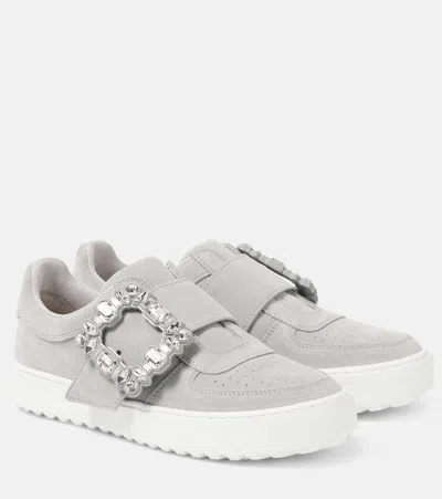 ROGER VIVIER VERY VIVIER EMBELLISHED SUEDE SNEAKERS