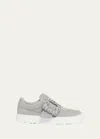 Roger Vivier Very Vivier Suede Buckle Slip-on Sneakers In Grigio