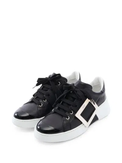Pre-owned Roger Vivier Vintage 2010s Viv Skate Low-top Sneakers In Black