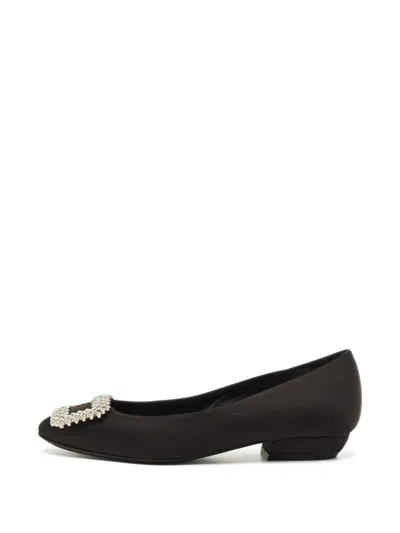 Pre-owned Roger Vivier Vintage Belle Vivier Crystal-embellished Ballet Flats In Black