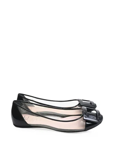 Pre-owned Roger Vivier Vintage Buckle-accent Ballet Flats In White