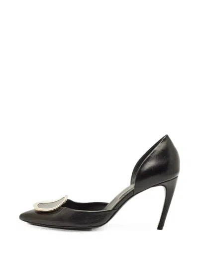 Pre-owned Roger Vivier Vintage Chips Leather Heeled Pumps In Black