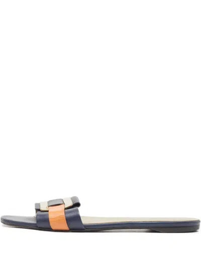 Pre-owned Roger Vivier Vintage Colourblock-strap Flat Sandals In Blue