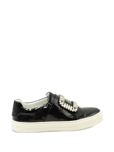 Pre-owned Roger Vivier Vintage Crystal-embellished Sneakers In Black