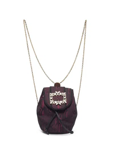 Pre-owned Roger Vivier Vintage Crystal-embellished Mini Backpack In Purple
