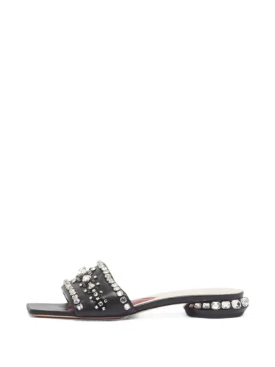 Pre-owned Roger Vivier Vintage Disco Crystal-embellished Sandals In Black