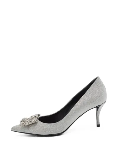 Pre-owned Roger Vivier Vintage Efflorescence Glitter Pumps In Silver