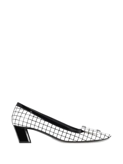 Pre-owned Roger Vivier Vintage Grid Square-toe Pumps In White