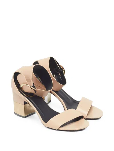 Pre-owned Roger Vivier Vintage Leather Heeled Sandals In Neutral