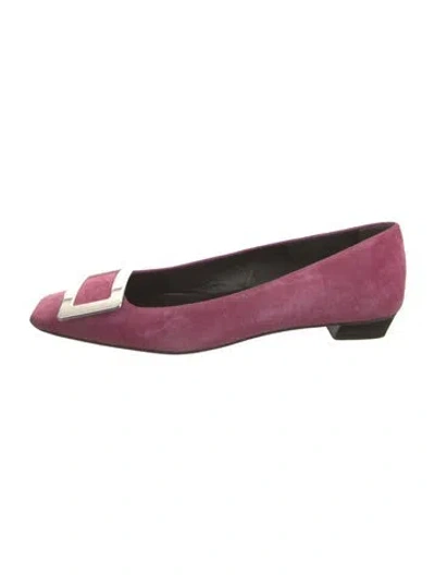 Pre-owned Roger Vivier Vintage Suede Flats In Pink