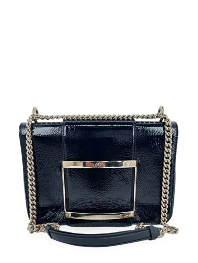 Pre-owned Roger Vivier Vintage Très Vivier Buckle Shoulder Bag In Black