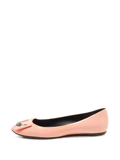 Pre-owned Roger Vivier Vintage Trompette Buckle Ballet Flats In Pink