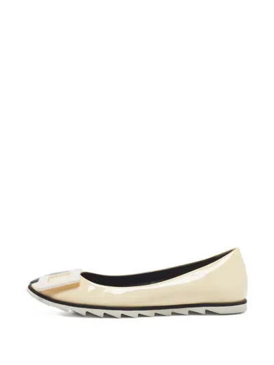 Pre-owned Roger Vivier Vintage Trompette Patent Ballet Flats In Yellow