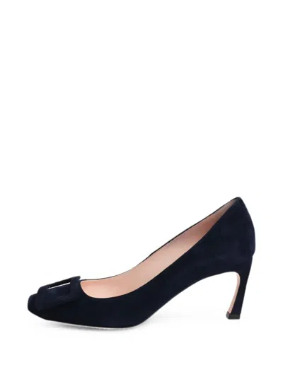 Pre-owned Roger Vivier Vintage Trompette Suede Pumps In Blue