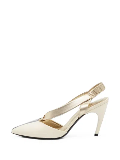 Pre-owned Roger Vivier Vintage V Type Pointed-toe Slingback Pumps In Neutrals