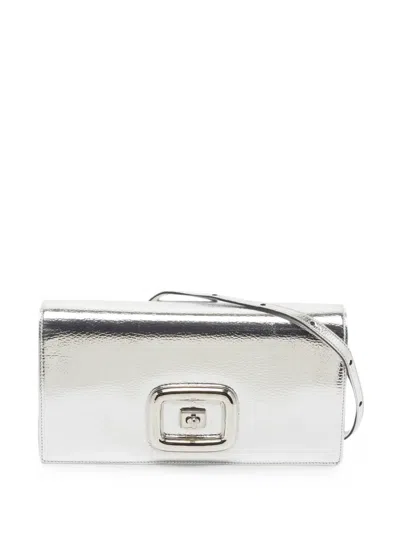 Pre-owned Roger Vivier Vintage Viv Choc Buckle Shoulder Bag In Silver