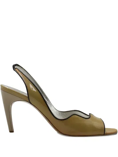 Pre-owned Roger Vivier Vintage Wavy Slingback Sandals In Yellow