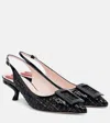 Roger Vivier 55mm Virgule Bordo Sequined Tweed Slingback Pumps In Black
