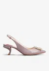 Roger Vivier Virgule 55 Slingback Pumps In Patent Leather In Violet