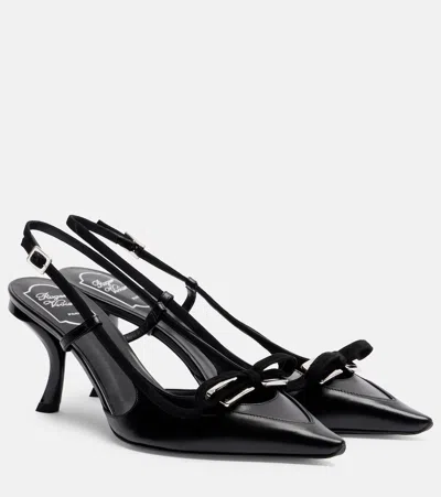 Roger Vivier Virgule 75 Leather Slingback Pumps In Black