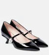Roger Vivier Virgule 55 Crystal-embellished Patent-leather Mary Jane Pumps In Black