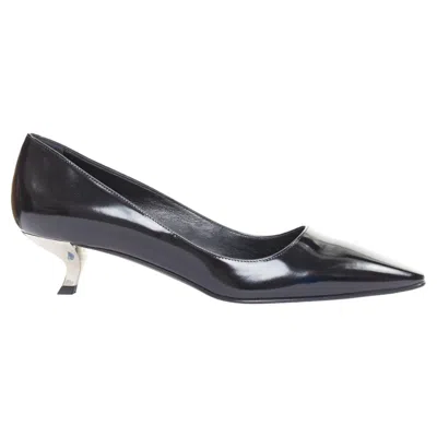 Pre-owned Roger Vivier Virgule Black Patent Leather Kitten Comma Heel Almond Pumps Eu38.5