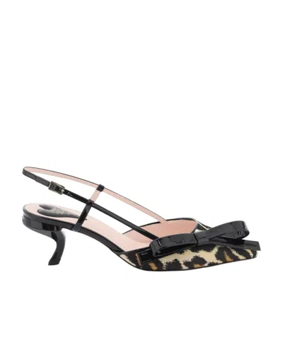 Roger Vivier Virgule Bow Piping Slingback Pumps In Fabric