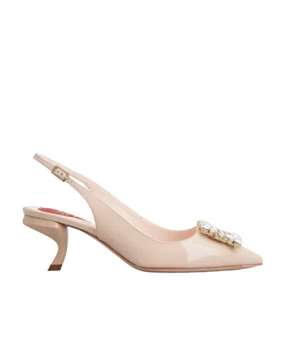 Roger Vivier Virgule Buckle Slingback Pumps In Nude