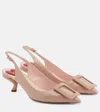 Roger Vivier Virgule Pointed Patent Leather Kitten-heel Pumps In Collant